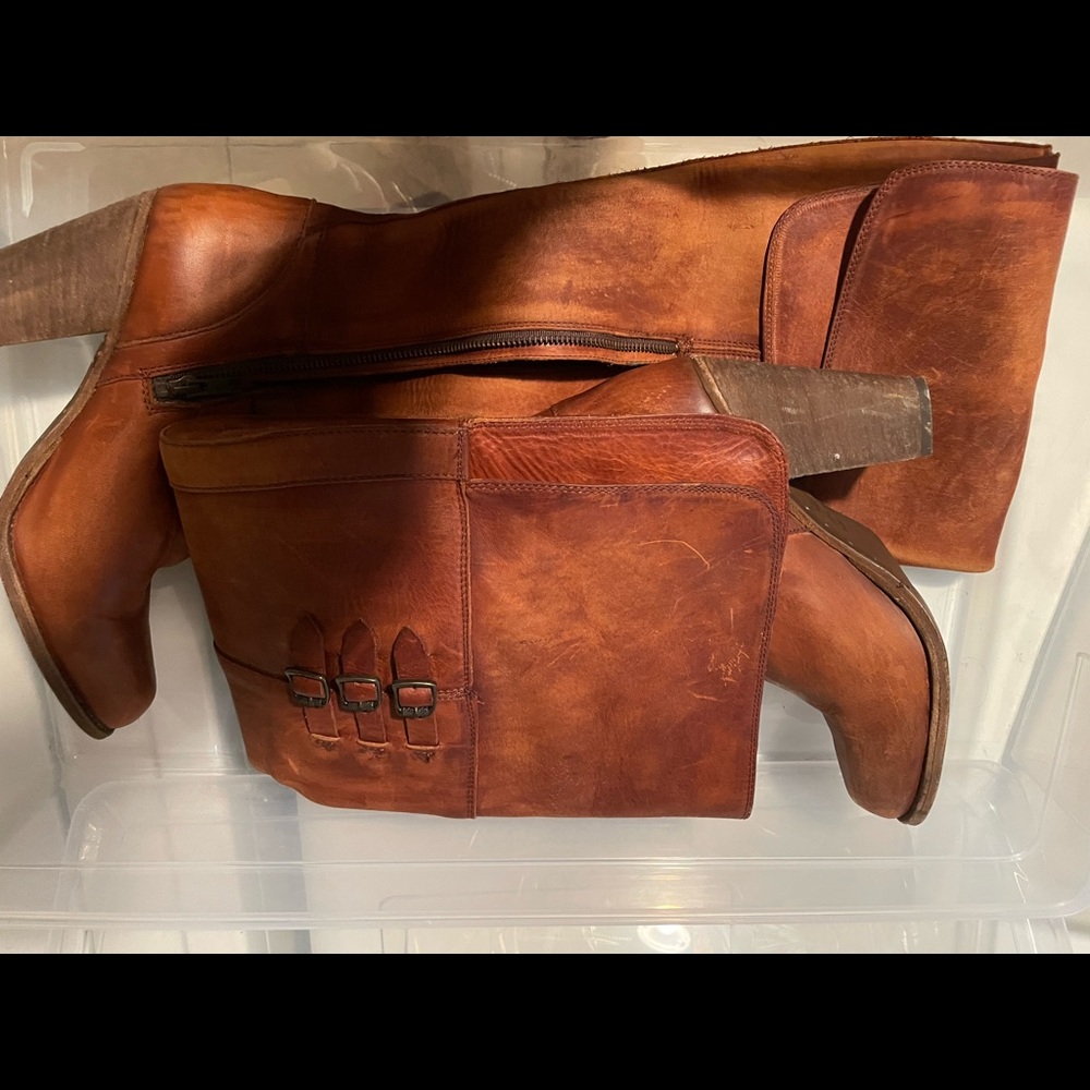 Frye Brown leather thigh high boots